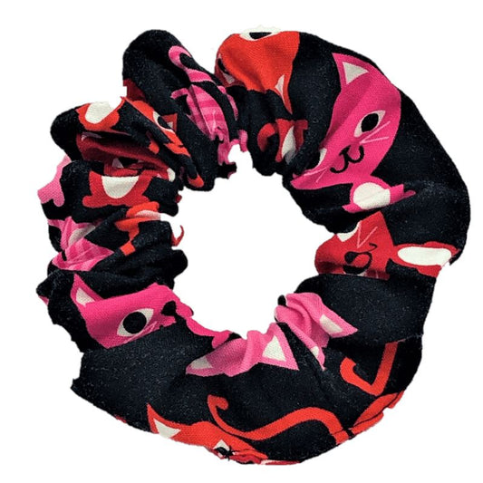 Navy Blue Pink Cats Scrunchie Scrunchies Ozzie Masks 