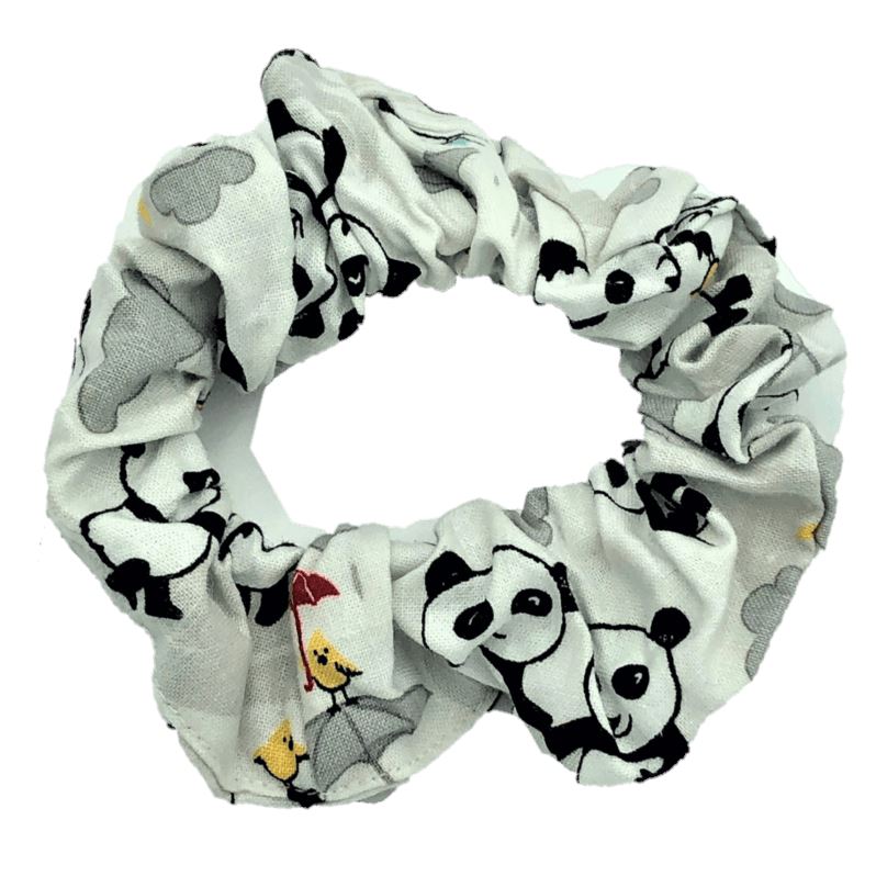 Pandas on White Background Scrunchie Scrunchies Ozzie Masks 