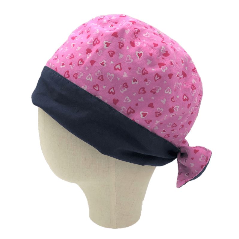 Reversible Pink Hearts Scrub Hat Surgical Hats Ozzie Masks 