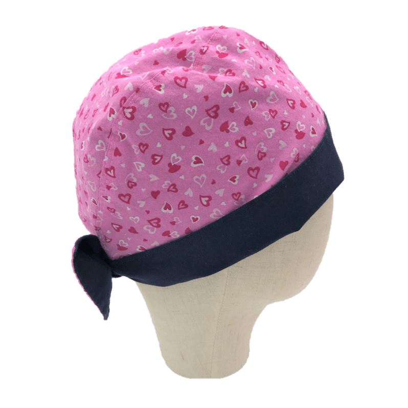 Reversible Pink Hearts Scrub Hat Surgical Hats Ozzie Masks 