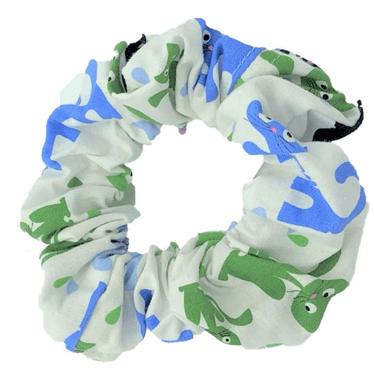 White Blue Green Cats Scrunchie Scrunchies Ozzie Masks 
